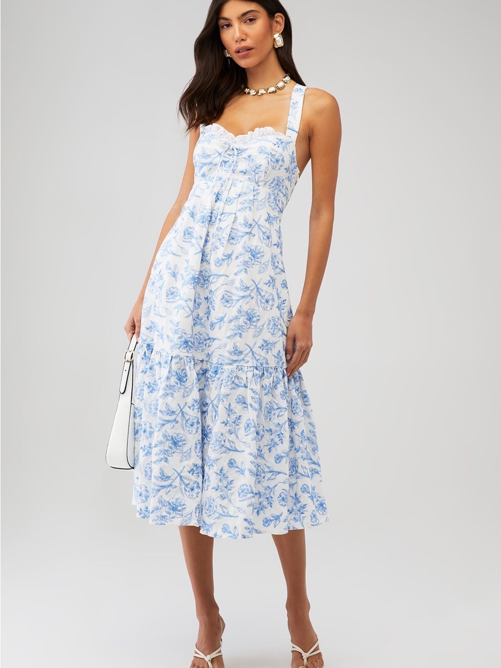 SGNTR Blue Floral Midi Sundress Embroidery